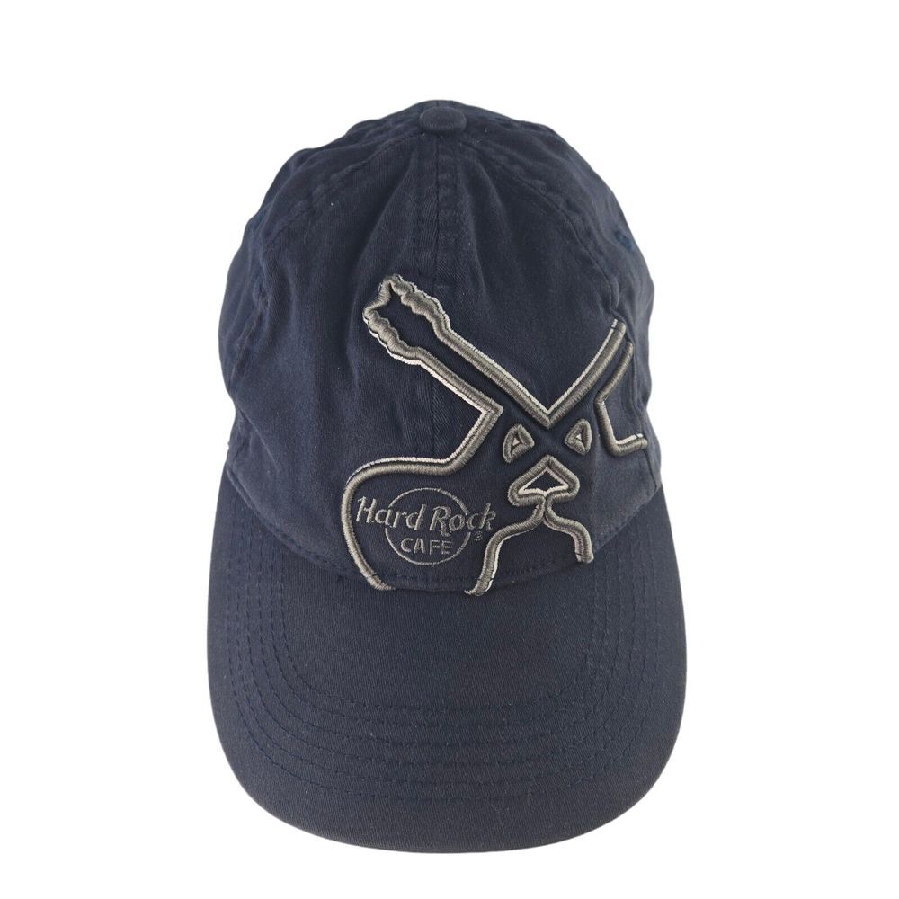 Hard Rock Cafe Blue L/XL Guitar Embroidered Fitted Baseball‎ Cap